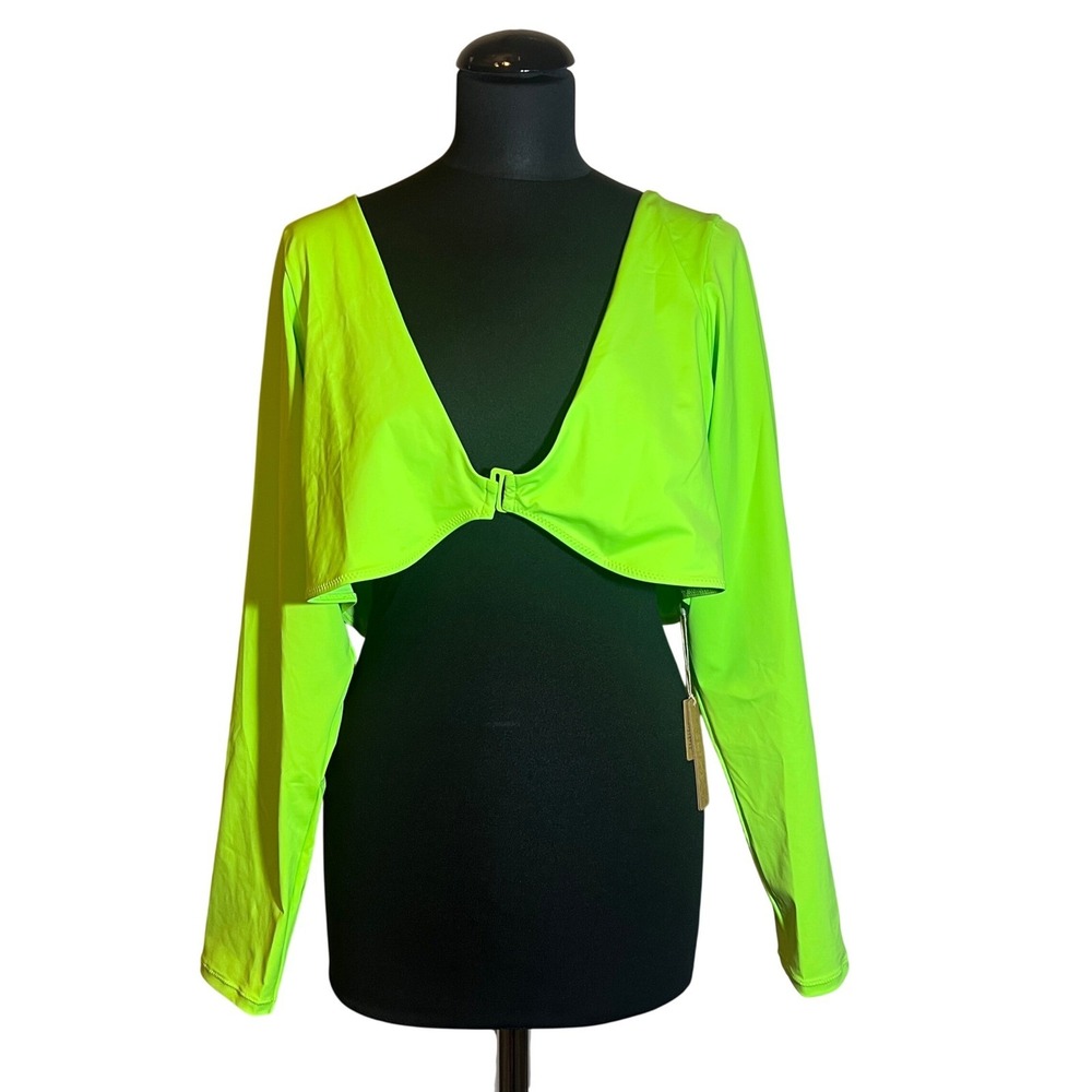 SKIMS Recycled Swim Long Sleeve Shrug in Neon Green, Women's Size 4X, NWT - Picture 2 of 16